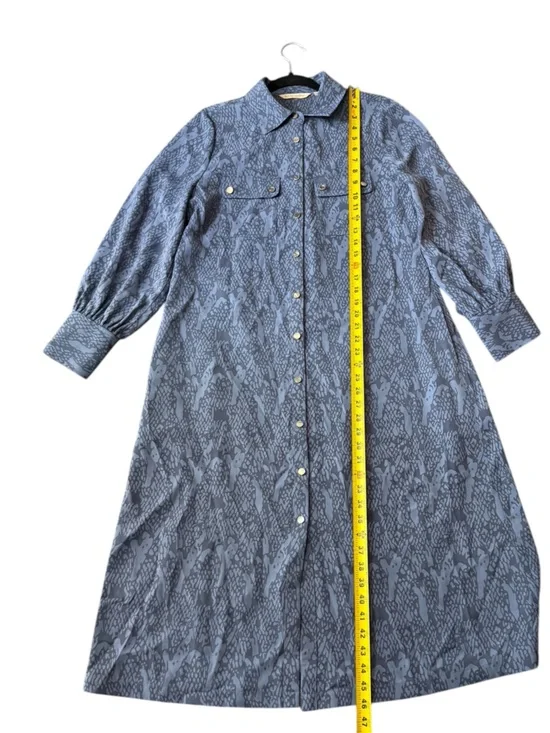 Soft Surroundings Irina Blue Python Snakeskin Shirt Dress Midi Button Front, M - Picture 11 of 14